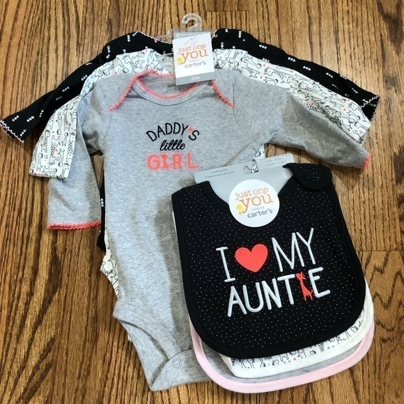 Carter's Other - NWT Carter 3 pcs Long Sleeve Bodysuit w 3 pcs bibs